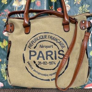 Brown and Tan Paris Tote Bag